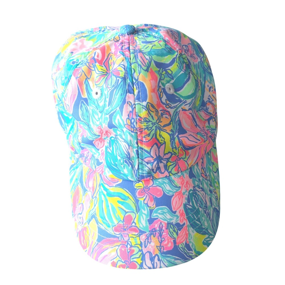 Lilly Pulitzer Baseball Cap One Size Multicolor Floral Gold Hardware